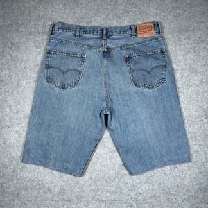 Levis 550 Cut Off Denim Shorts Men's Size 42(40x12) Blue Hemmed Baggy Skater